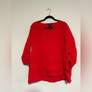 Ali Miles Women's Red Tunic Top Size Large Lagenlook Minimalist Modern Artsy